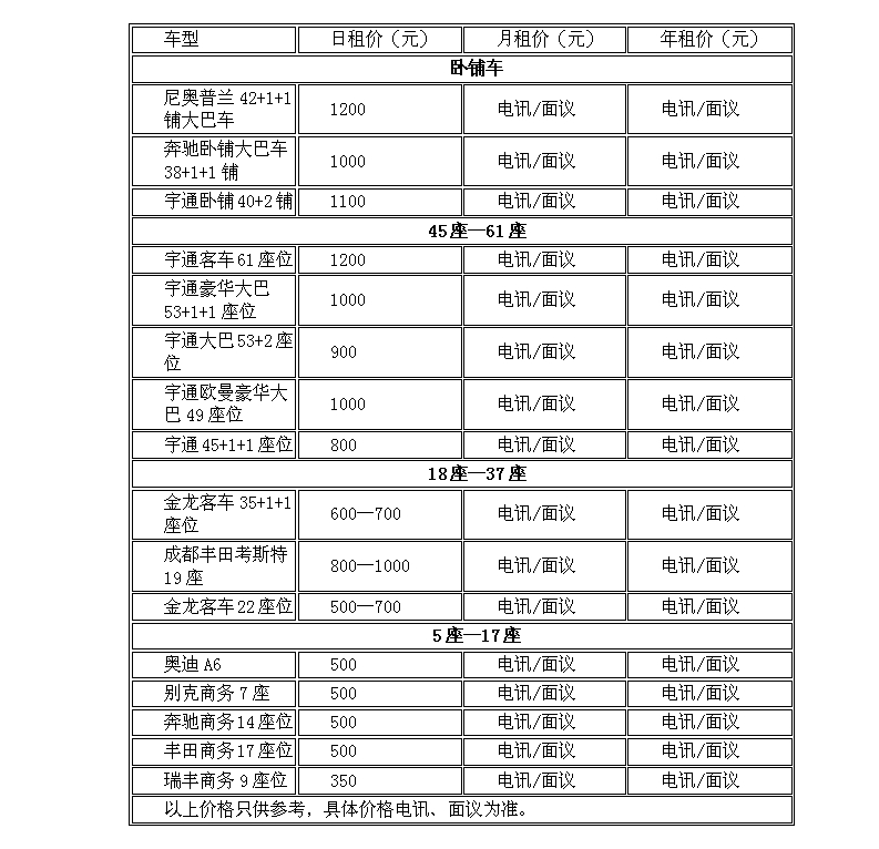 鄭州大巴車出租價格表